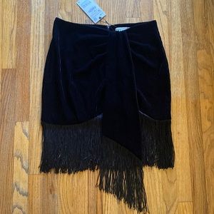 Zara velvet skirt with fringe bottom